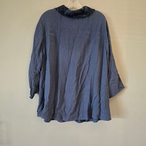 SOFT SURROUNDINGS  Women's AVA Tunic Top Blue Silk Blend Size 1X Bohemian - Picture 7 of 7